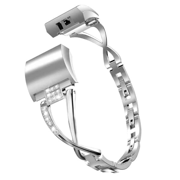 Rhinestone krystallarmbånd for Fitbit Charge 6 sølv sølv Silver