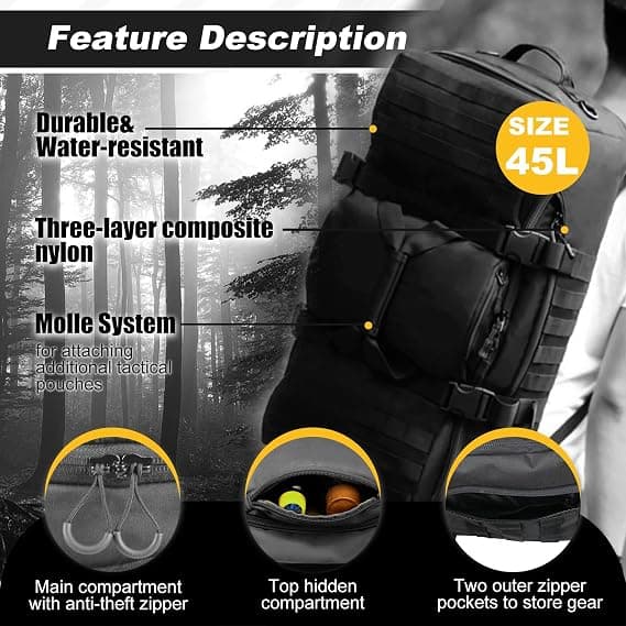 3-in-1 Military Backpack Travel Bag for Weekend, Gym, Travel, Training, Deployment