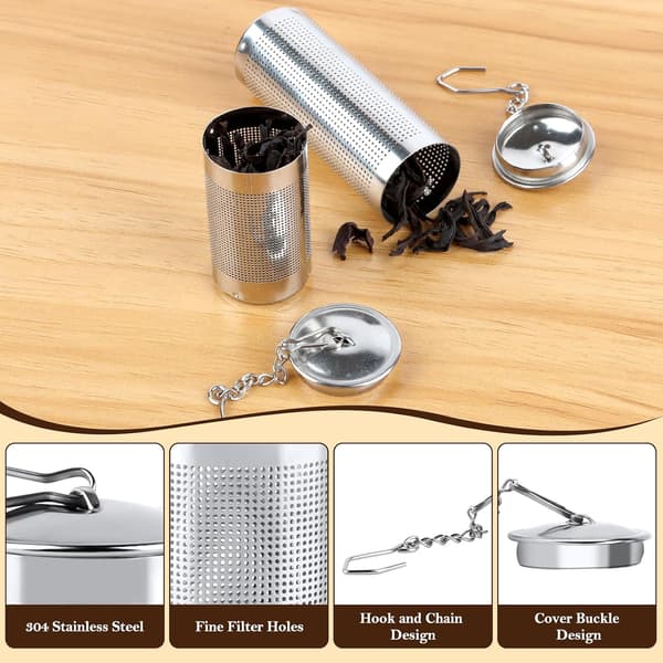 Stykker Te-infuser Te-filter Fine Huller 304 Rustfrit Stål Universal Tesil med Låg Genanvendeligt Te-filter til Tekande Krus Kop Glas