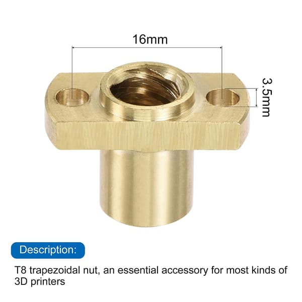 T8 trapesformet mutter 2 mm stigning 8 mm for 3D-printer messingfarget pakke med 6 size_name 1mm x 100mm