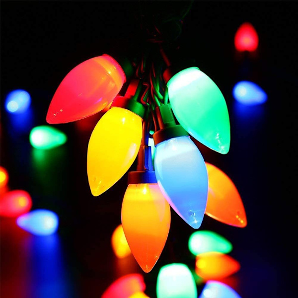 Ljus utomhus 50 LED Flerfärgad Jordgubbe Vattentäta Strängljus Julgran Inomhus Dekoration Plug in 23 Fot Använd (Flerfärgad)