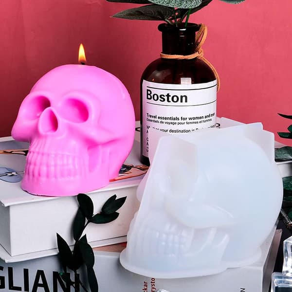 2 st ljusformar 3D skalle och pumpa silikonformar, Halloween