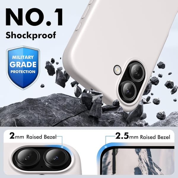 Silicone Case Compatible with iPhone 16 Case Soft Ultra-Thin Protective Shockproof Liquid Silicone Phone Case, 6.1 \" White