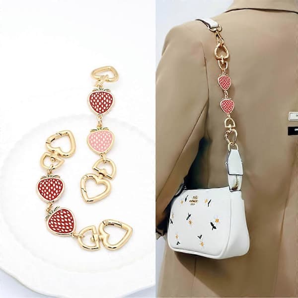 Cute Strawberry Bag Strap Extender Chain Handbag Extension Chain Decoration White White