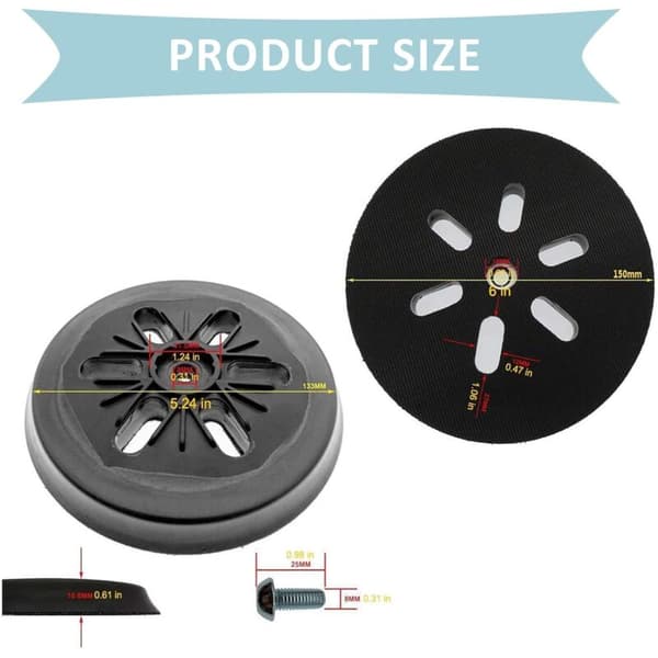 150 mm sanding pad with hook and loop fastener compatible with Bosch GEX 150, GEX 150 AC, GEX 150 Turbo sander from Poweka