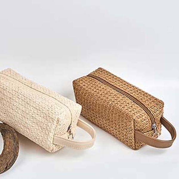 Capacity Pp Grass Rejsetaske Kosmetik Organizer Opbevaringspung Vasketaske Makeup Taske. (brun)(1stk)