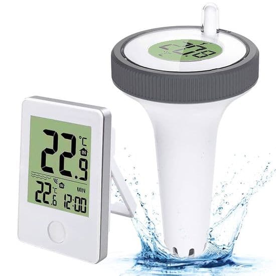 Wireless Digital Floating Pool Thermometer - LCD Display with Receiver, Indoor/Outdoor Thermometer for Swimming Pools and Bathtubs