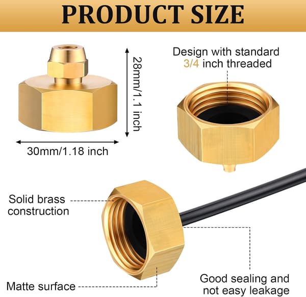 6 sæt messing slangeadapter 3/4\" hun til 1/4\" rørforbindelse