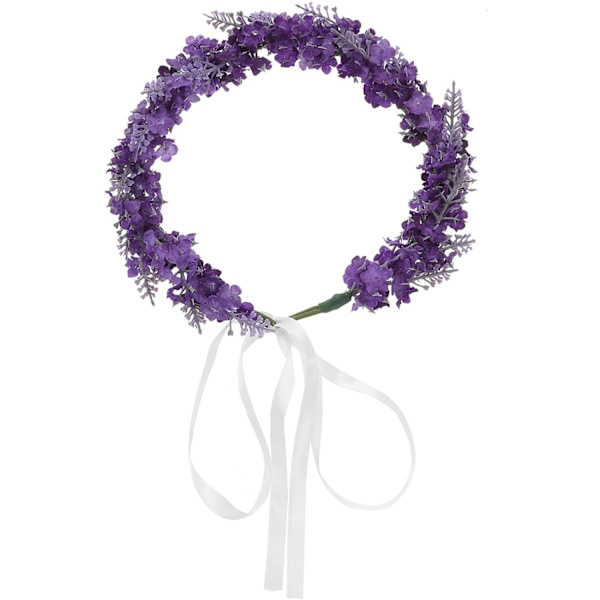 Blomsterkrans Hodepynt til Bryllup med Bånd for Kvinner Jenter Strandferie Bryllup Bursdagsfest Lilla