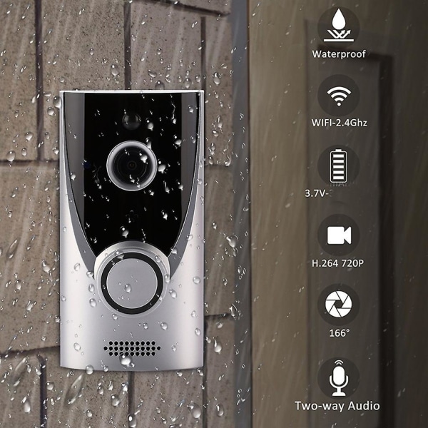 Smart Wifi Video Dørklokke Sølv Silver