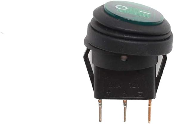 Vanntett rund vippebryter, 12V 20A, 3-pinners grønn LED-bryter (5 ringer, grønn)