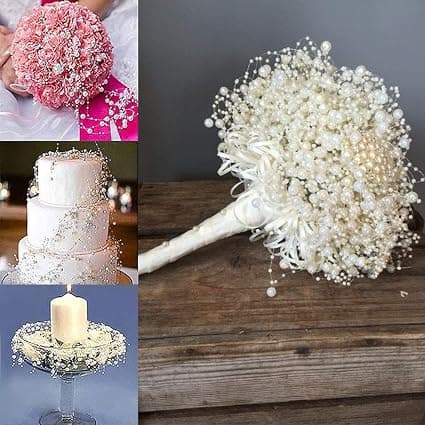 30M kunstig perlekæde, beige, perleblomstkæde til bryllupper, fester og smykkefremstilling