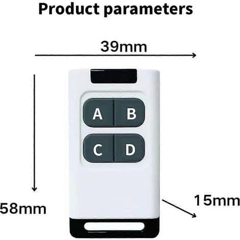 Duplicate 433 MHz remote control, 50 meter range, for electric garage door opener (blue).