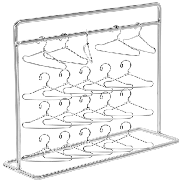 1 Set Nuken Vaateteline Nuken Vaatteiden Ripustimet Miniatyyri Vaatteiden Ripustin Vaateteline Set Hopea 15X12X5.5