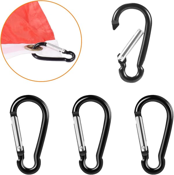 Flagpole Ring Replacement Carabiners | 4 Pcs Aluminum Alloy Flagpole Clip Spring Snap Hooks for Flags with Grommets | Replaceable Flagpole