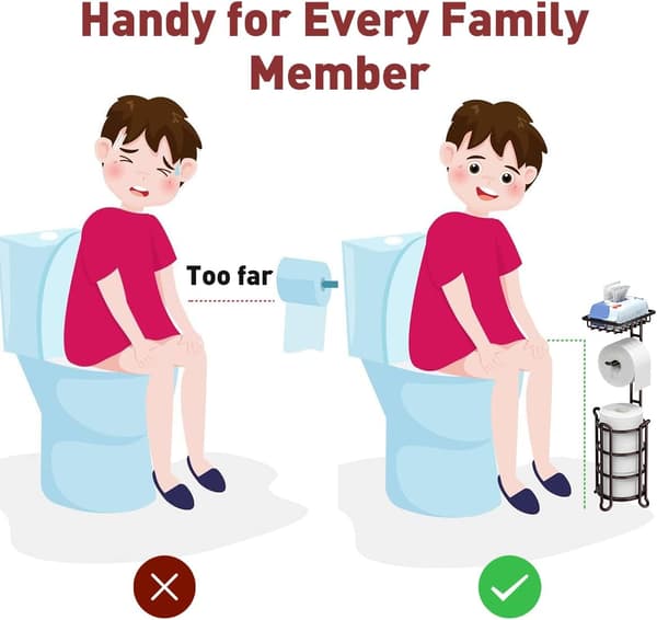 WC-paperiteline, jossa säilytystilaa vararullille – Musta