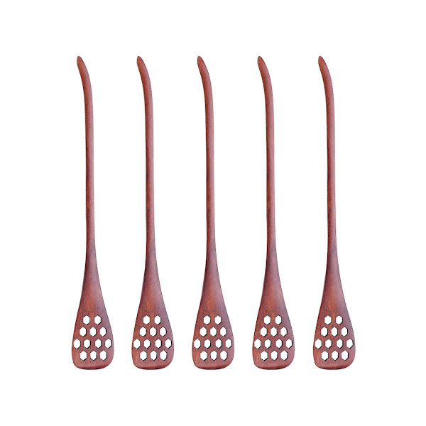 5 stk Tre Hule Skjæring Honning Rør Skedder Japansk Stil Honningkake Design Egg Separator Mixi