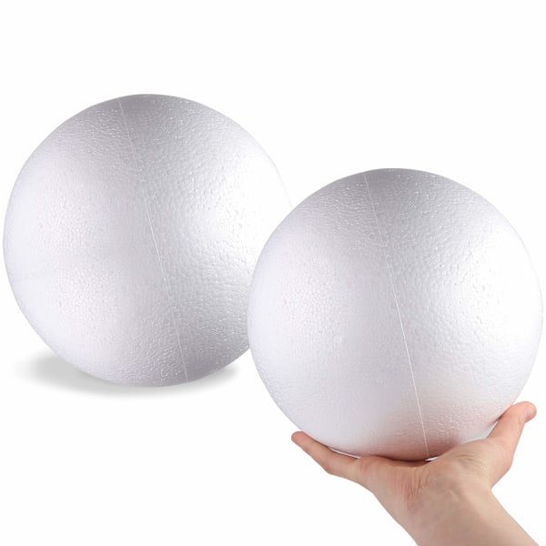 2 stk hvite styrofoamkuler 8 cm, store skumkuler for håndverk, DIY håndverk gigantiske skumkuler for hjem og skole