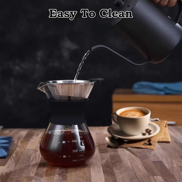 Kaffekande, 400 ml Pour Over Kaffebrygger, Manuel Kaffebrygger med Filter, Pour Over Kaffe, Kaffefilterkop