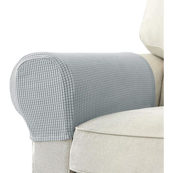 Set med 2 Jacquard Stretch Soffa Armstöd Armstödsskydd Halksäkra Möbelskydd Armstödsskydd för Soffa Recliner Ljusgrå Light Gray