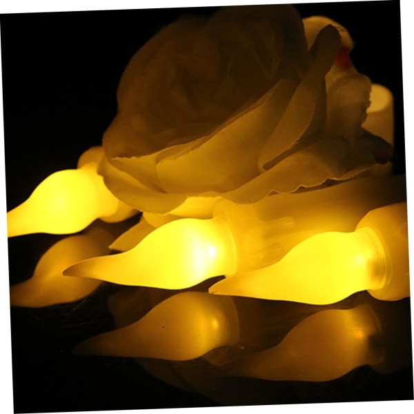 12 kpl Kynttilät Kynttilä Kelluva LED Bulkki Romanttinen välkkyvälle keltaiselle liekittömälle valolle Väärennetyt juhlat häät kartio Ha