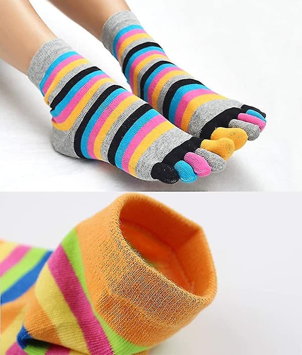 Women's Toe Socks 5 Fingers Cotton Moisture Wicking Training Socks 6-pack