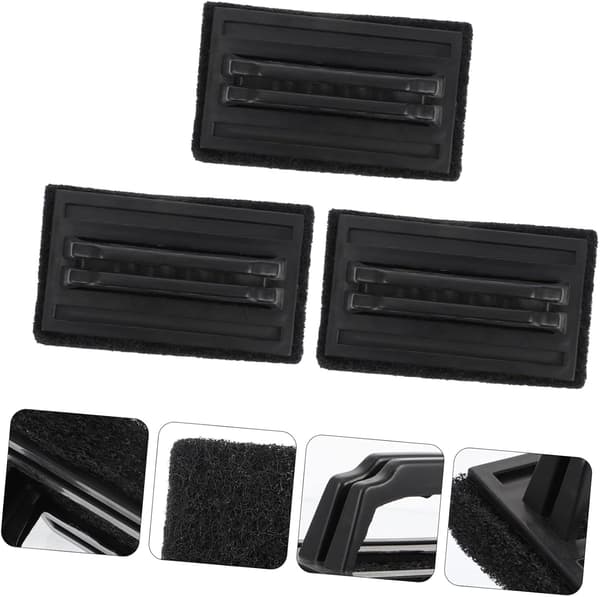 Grill Cleaning Brush with Soft Sponge for Outdoor Grilling and Kitchen Use 3-Pack Black