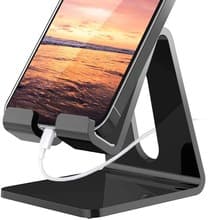 Mobiltelefonholder, Telefon Dock: Vugge, Holder, Stativ til skrivebord - Sort