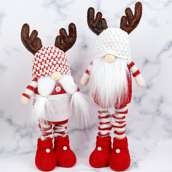Piger Julenisse Rensdyr Svensk Tomte Gnome med udtrækkelige fjederben Plys skandinavisk ornamentPiger