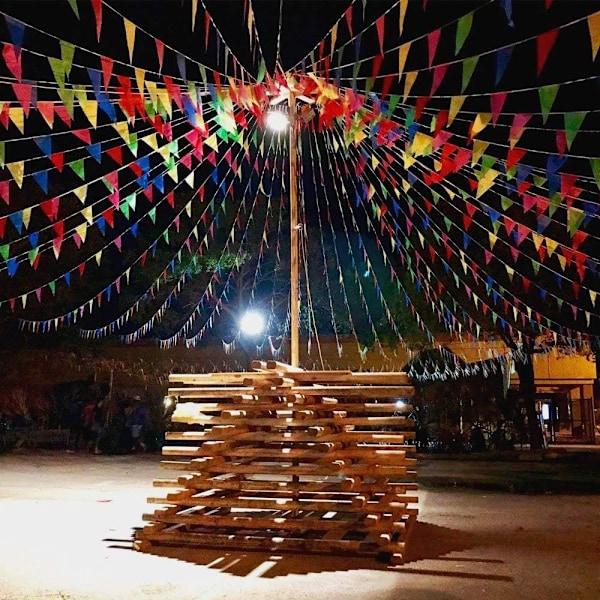 Vimpelgirlang 160 meter Triangelvimpel Dubbel Triangelflagga för Dekoration Trädgård Bröllop Födelsedagsfest Inomhus Utomhus