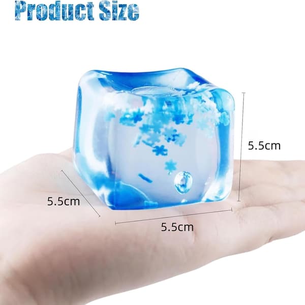 Squeezable Anti-Stress Cube — Sensory Toy with Ice Cube and Snowflake Design, Giant Squishy, Soft \"Gummy\" Texture, Effective Stress Reliever