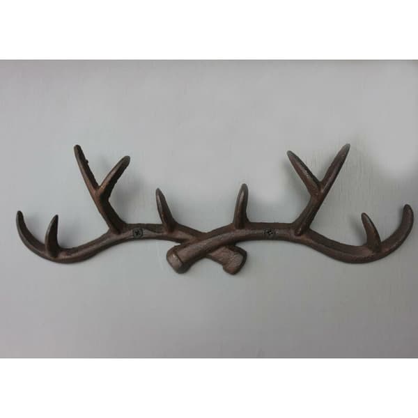 Rustic Cast Iron Wall Mounted Deer Antler Coat Rack