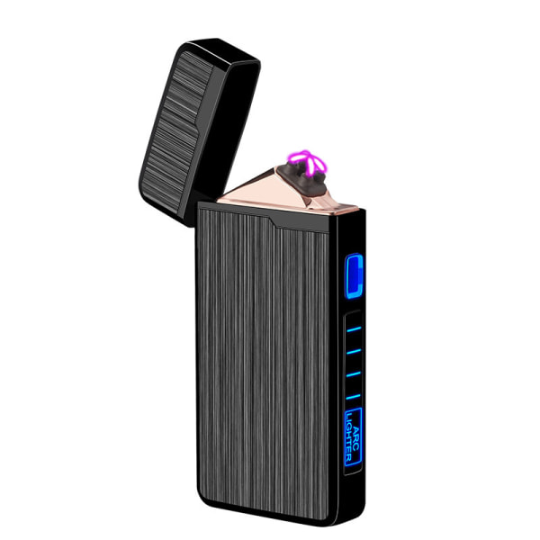 Elektrisk lighter, USB-oppladbar lighter, Plasma dobbeltbue lighter, vindtett flammefri lighter, lommemetall lighter med