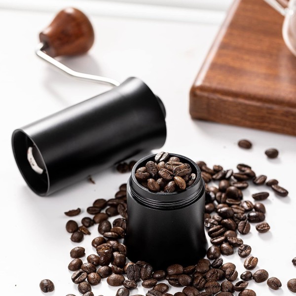 Manuell kaffekvern med konisk burr i rustfritt stål, kapasitet 25g Håndkaffekvern Raskere sliping med justerbar