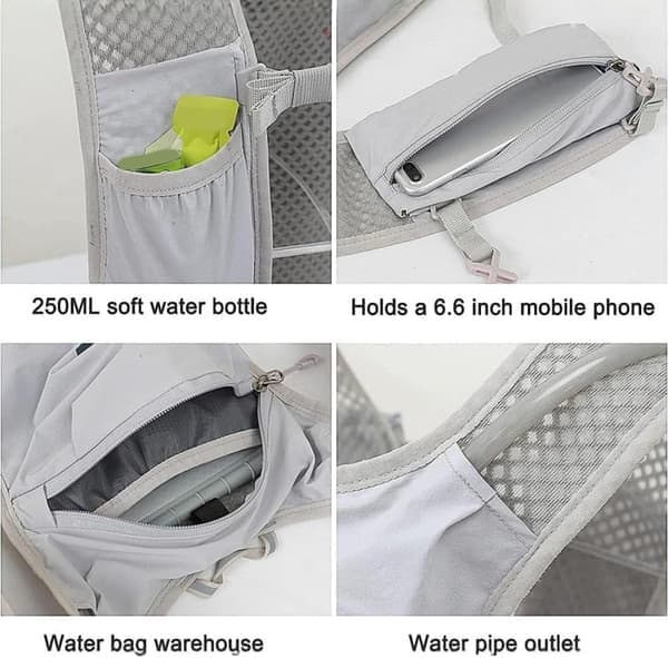 Breathable Off-Road Marathon Backpack for Cycling, Running, and Hiking - Grey (Ho)