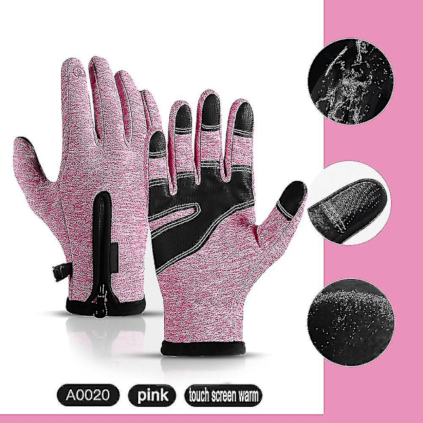 Vinterhansker for menn og kvinner, vanntette og varme hansker (rosa S)