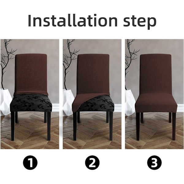 Stolsöverdrag för matsal 6-pack, Helstretch Stolsöverdrag, Tvättsbara Köksöverdrag, (Brun, 6-pack)