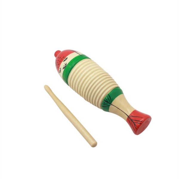 2 stycken färgglada fiskformade instrument latinska slagverk Musikinstrument Trägrodainstrument Musikslagverksinstrument för vuxna barn wi