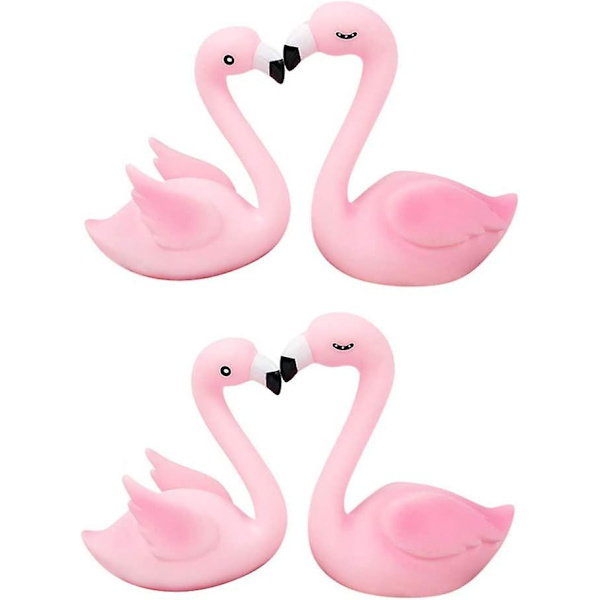 4 stk. Mini Flamingo Statuer Påske Cupcake Toppers, Mini Flamingo Cupcake Toppers Til Flamingo Fest Bryllup Bryllup Fe Haven Dekorationer