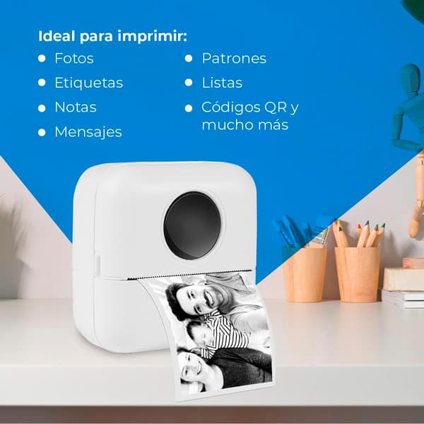 Bærbar fotoprinter med 5 ruller termisk papir - Mini Wi