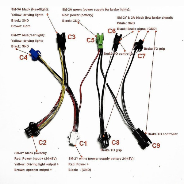 Lyssett Kabel Kompatibelt Med E-sykkel Elektrisk Sykkel Hodelyskabeldeler