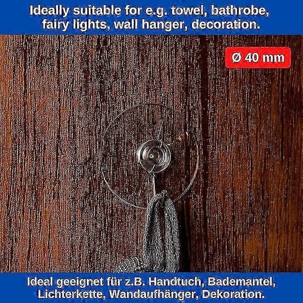 12 suction cup hooks, 40 mm diameter, transparent, with metal hooks, for bathroom, kitchen, wall t p