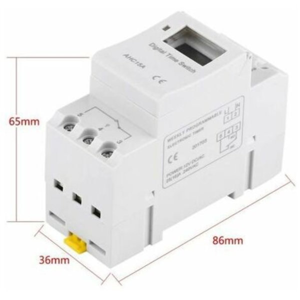 15A Digital Ugetimer – 16 TIL og 8 FRA Programmerbar – LCD-Display – DIN-skinne Montering