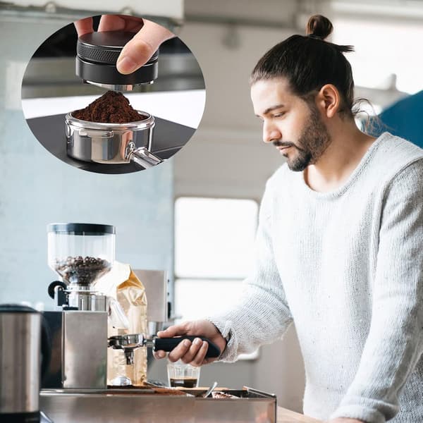 Kaffeudjævner, 58mm 304 Rustfrit Stål Kaffeudjævner, Malet Kaffe Udjævningsværktøj, Sort