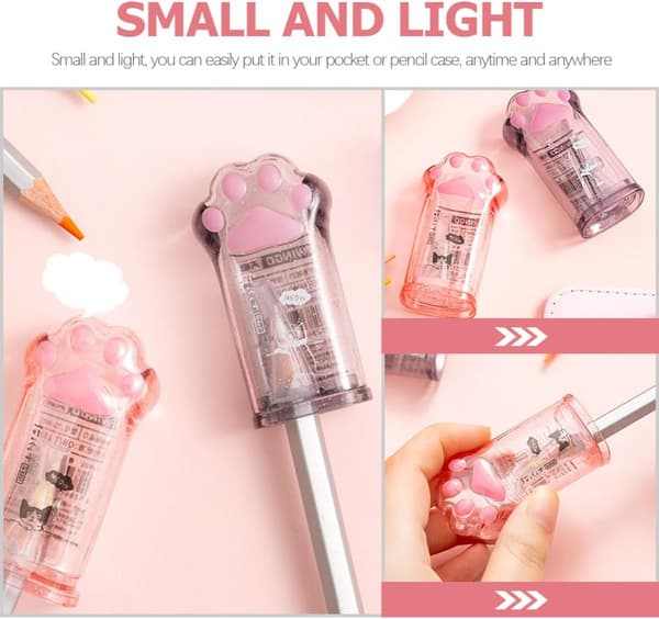 4 søde Kawaii kattepote manuelle blyantspidsere til og studerende