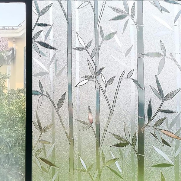 Window Privacy Film Bambus Patten Frostet Glass Filmer, selvklebende statiske klamre vindusklistremerker, Stue Kjøkken Terrassedører (17,5 x 78,7 tommer)