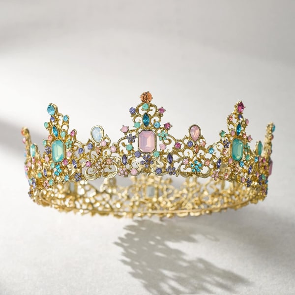 Drottningkrona för kvinnor, barocktiaror och kronor, juvelerad kostymtiara krona huvudbonad för bal cosplay födelsedagsfest,