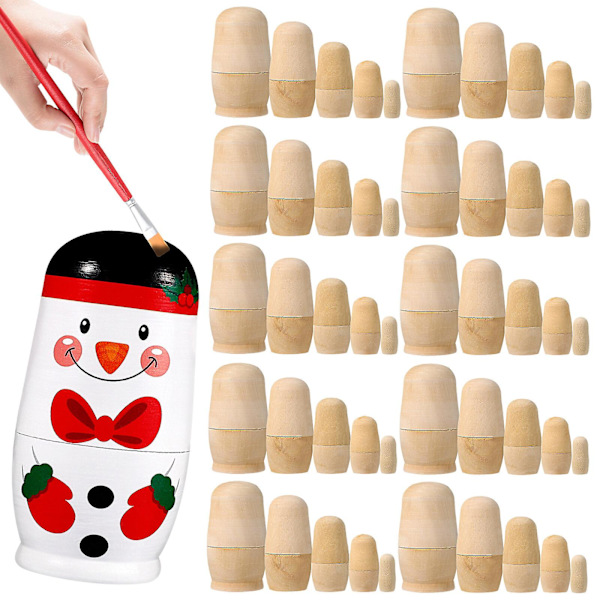 10 Set Trä Nesting Doll Oavslutade Ryska Nesting Doll Vanliga Ryska Nesting Doll
