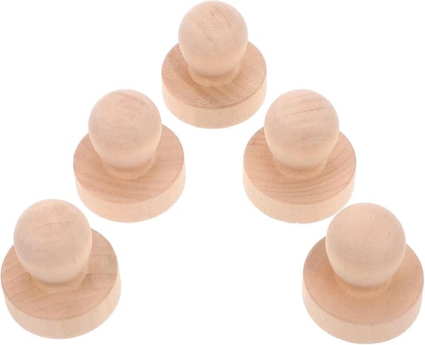 5 pcs. solid wood stamp handles for scrapbooking and rubber stamp crafts