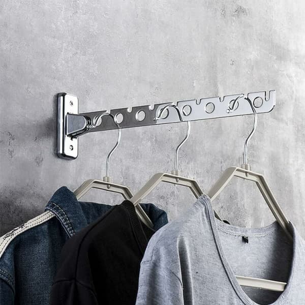 Set of 1 Foldable Wall-Mounted Stainless Steel Drying Rack - Wall-Mounted
